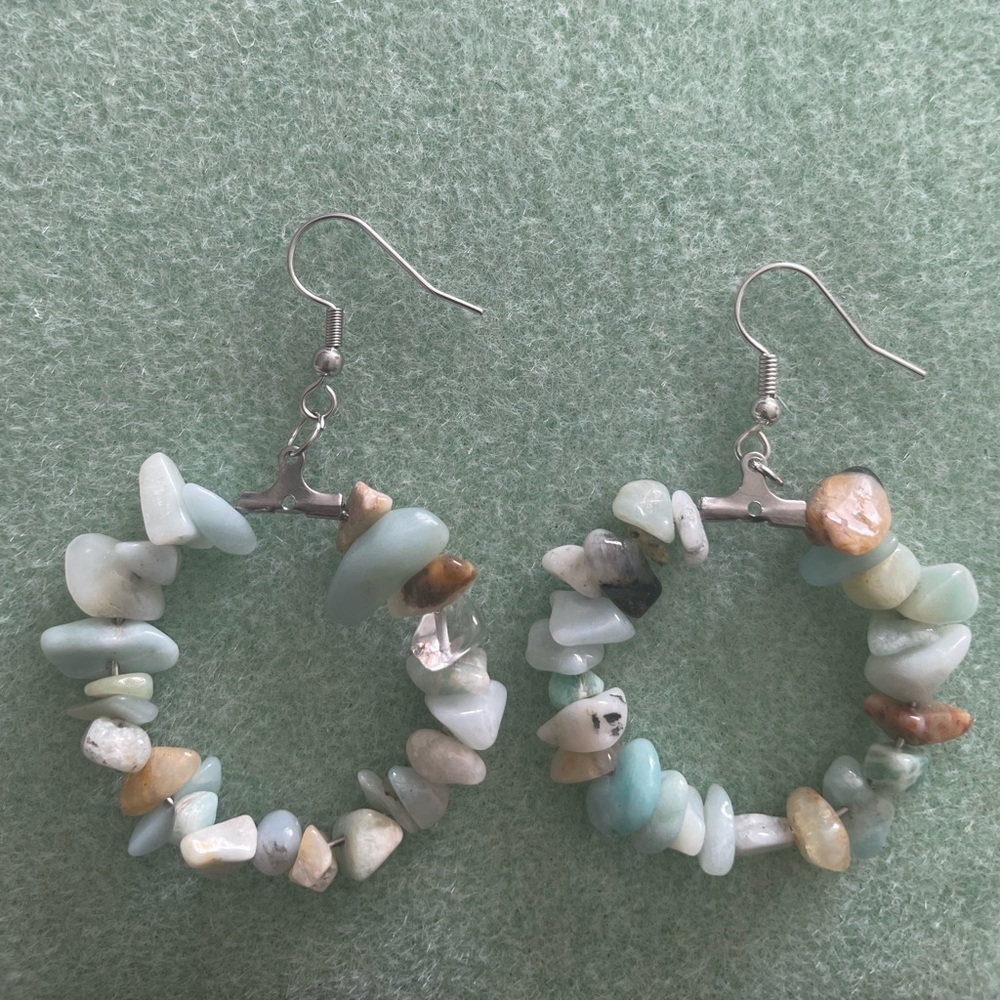 Amazonite Hoop Earrings